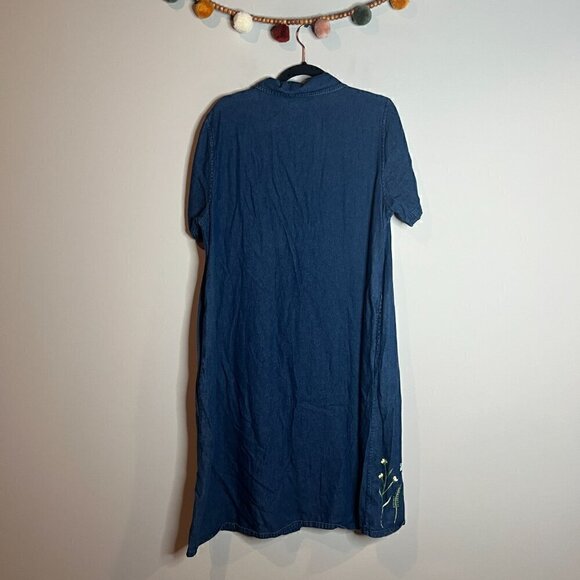 Vintage denim floral embroidered button down maxi dress - Picture 4 of 4